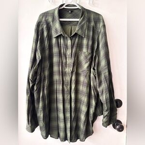 Torrid Dark Green Plaid Shirt